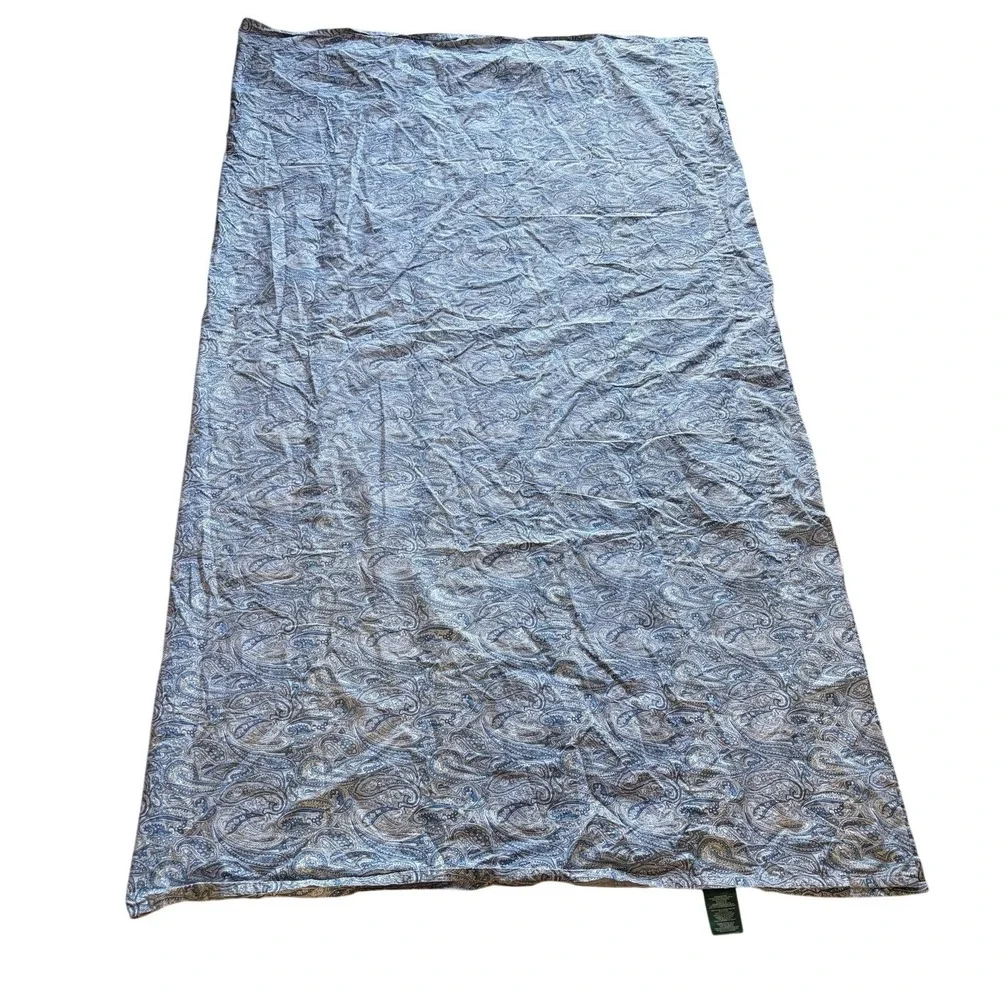 Lauren Ralph Lauren Blue White Paisley Full Flat Sheet Cotton French Country